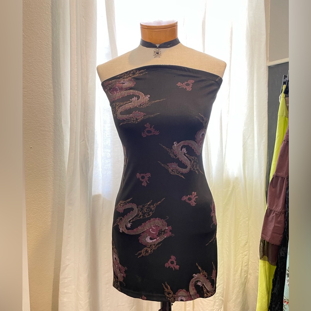 Y2K strapless dragon tunic top Size S